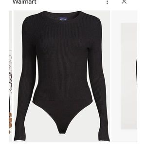 “Scoop” black, ribbed bodysuit; size XS; NWOT